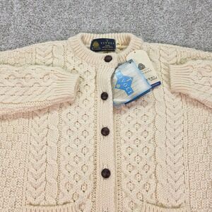 New Tivoli Kids Pure Merino Wool Cable Knit Cardigan Sweater Cream Age 8-10 NWT